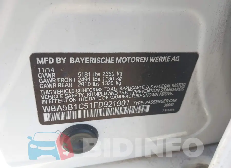 WBA5B1C51FD921901 Photo# 9