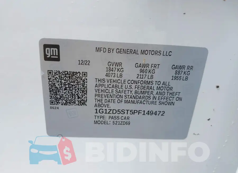 1G1ZD5ST5PF149472 Photo# 9