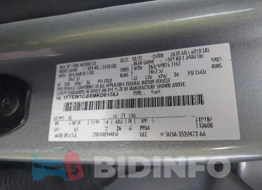 1FTEW1CBXMKD61589 Photo# 9