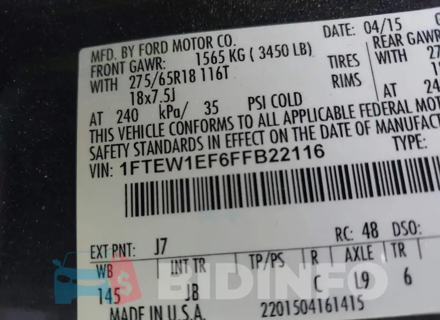 1FTEW1EF6FFB22116 Photo# 9
