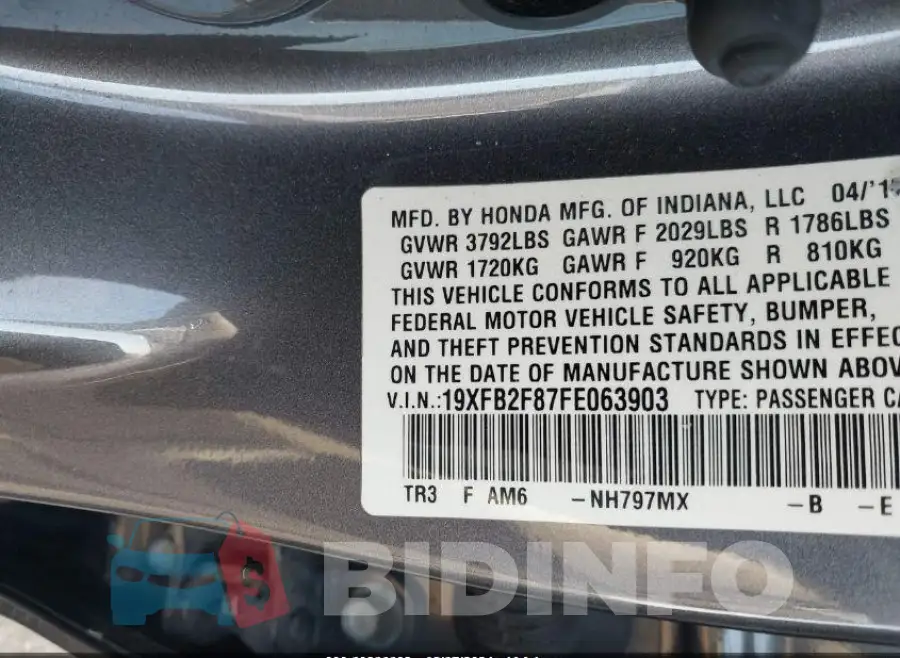 19XFB2F87FE063903 Photo# 9