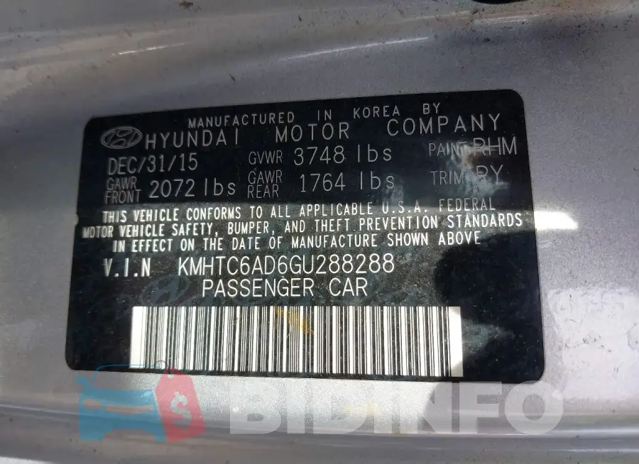 KMHTC6AD6GU288288 Photo# 9