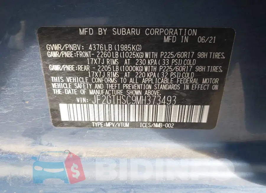 JF2GTHSC9MH373493 Photo# 9