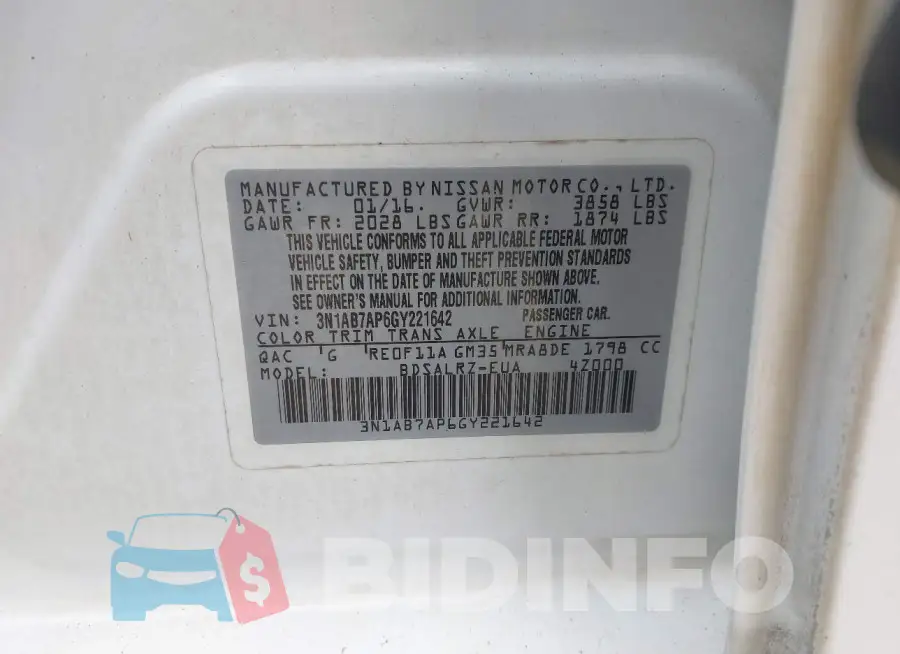 3N1AB7AP6GY221642 Photo# 9