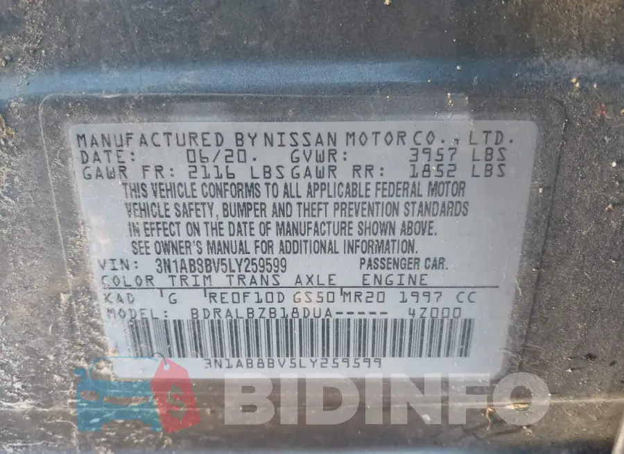 3N1AB8BV5LY259599 Photo# 9