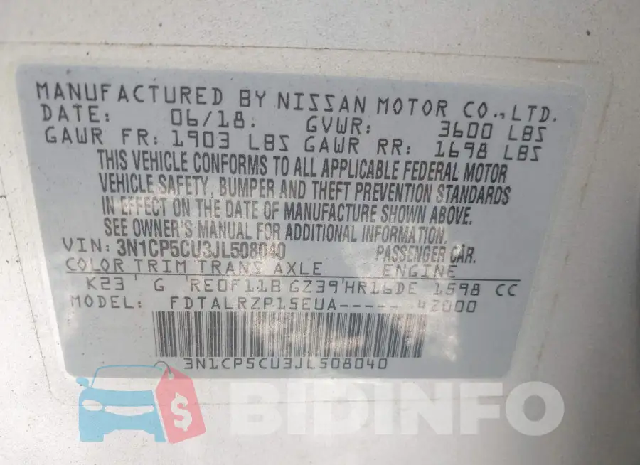 3N1CP5CU3JL508040 Photo# 9