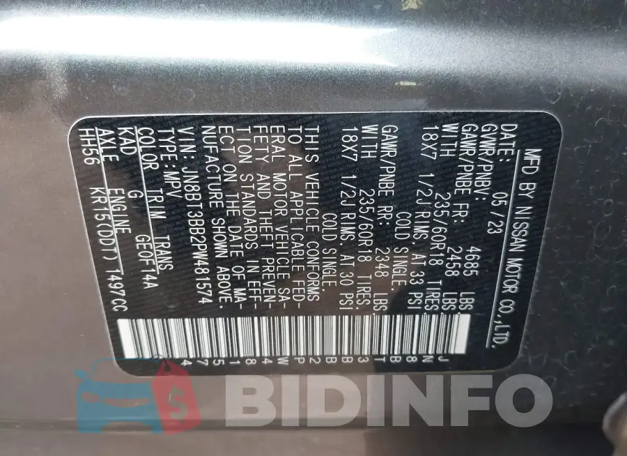 JN8BT3BB2PW481574 Photo# 9