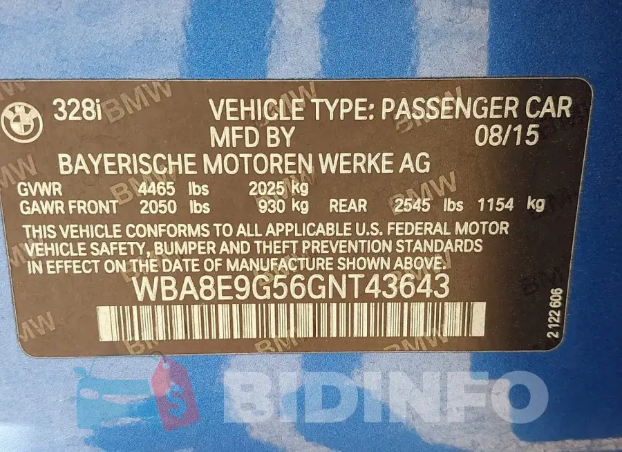 WBA8E9G56GNT43643 Photo# 9