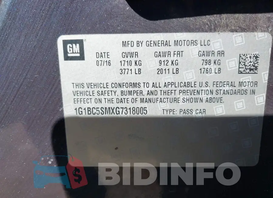 1G1BC5SMXG7318005 Photo# 9