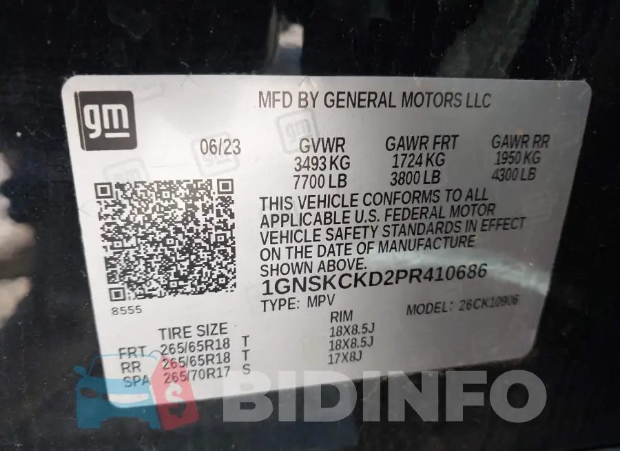 1GNSKCKD2PR410686 Photo# 9