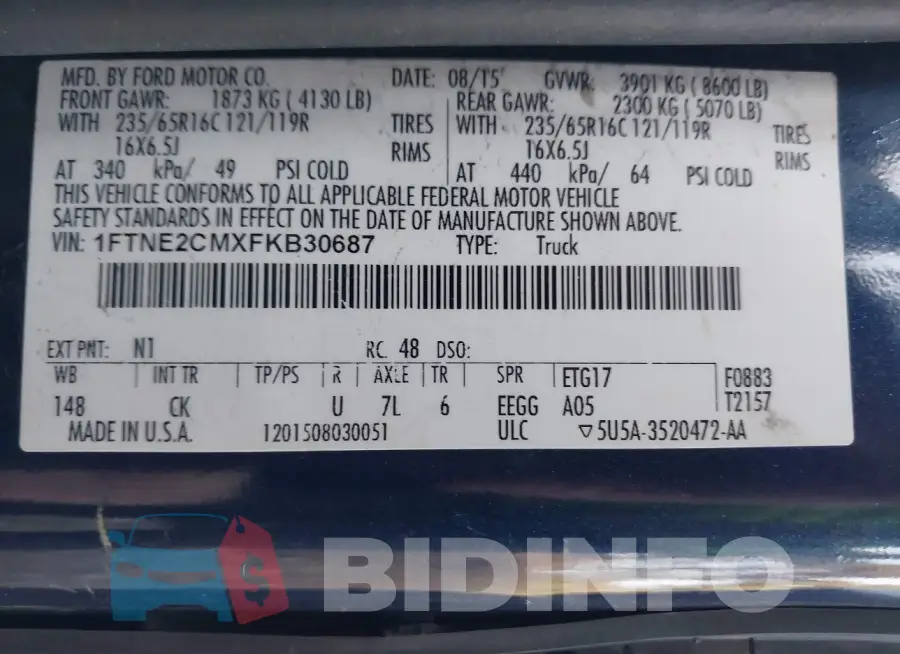 1FTNE2CMXFKB30687 Photo# 9