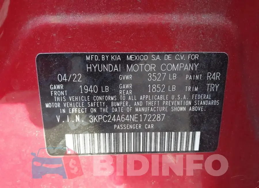 3KPC24A64NE172287 Photo# 9