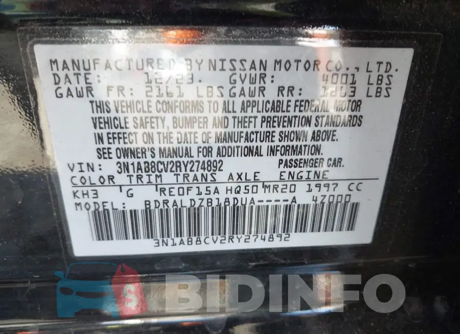 3N1AB8CV2RY274892 Photo# 9