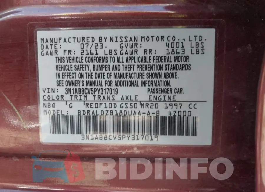3N1AB8CV5PY317019 Photo# 9