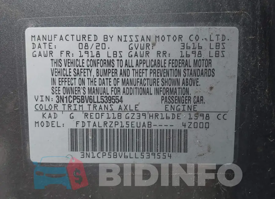 3N1CP5BV6LL539554 Photo# 9