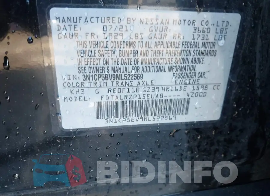 3N1CP5BV9ML522569 Photo# 9