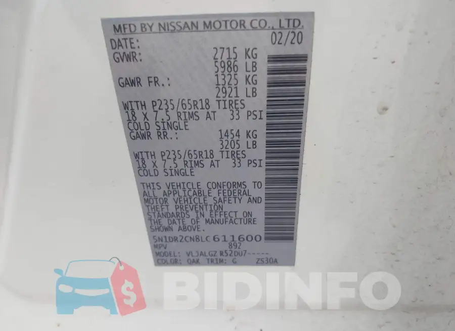 5N1DR2CN8LC611600 Photo# 9