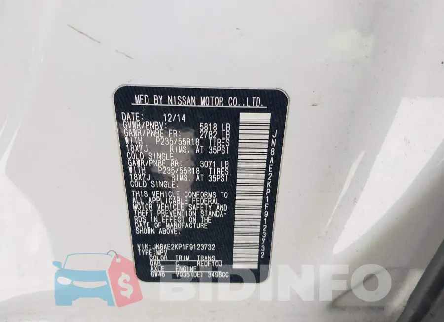 JN8AE2KP1F9123732 Photo# 9