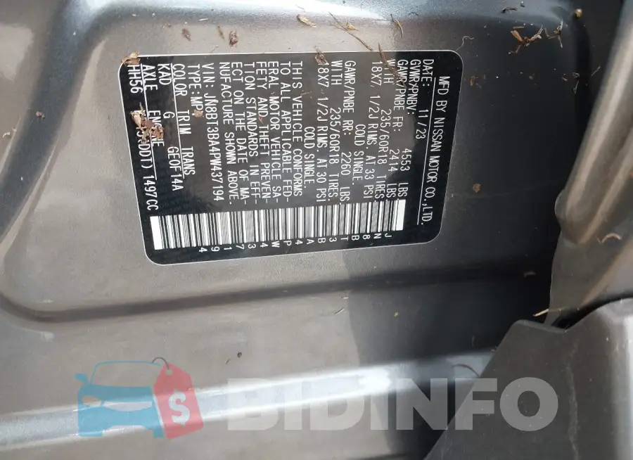 JN8BT3BA4PW437194 Photo# 9