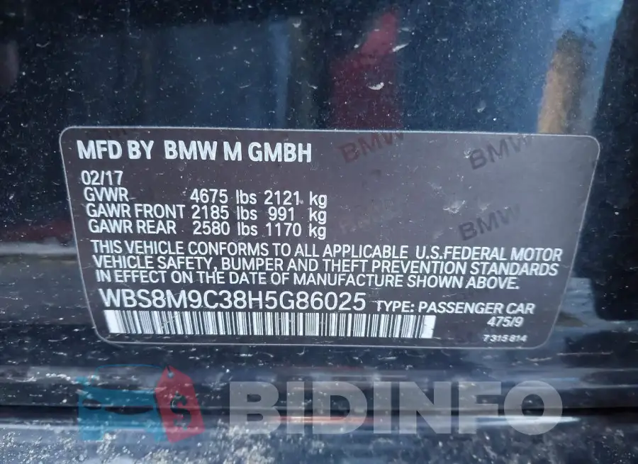 WBS8M9C38H5G86025 Photo# 9