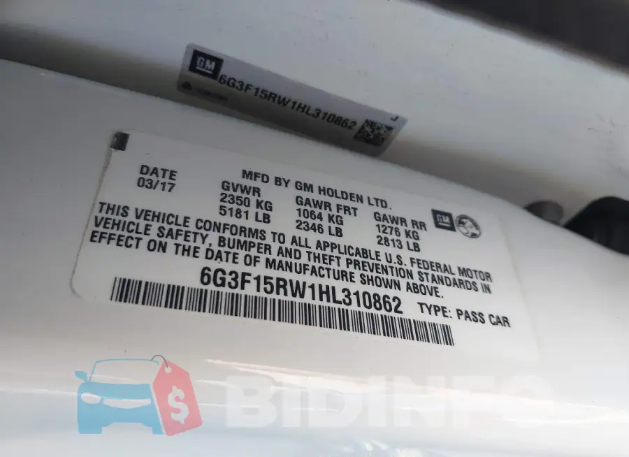 6G3F15RW1HL310862 Photo# 9
