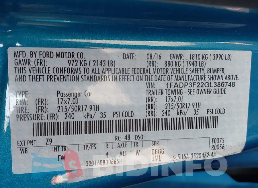 1FADP3F22GL386748 Photo# 9