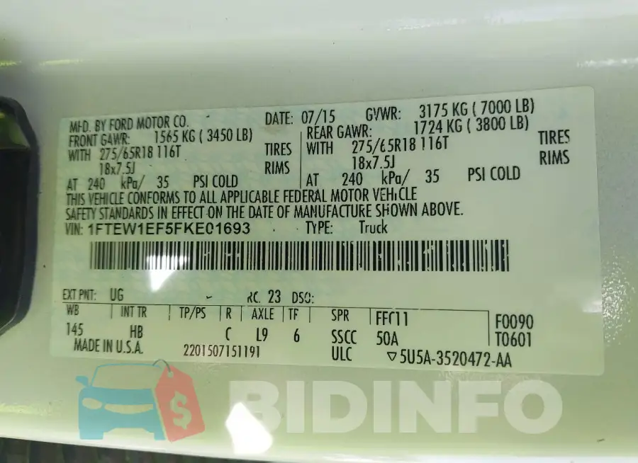 1FTEW1EF5FKE01693 Photo# 9