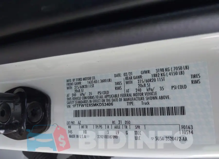 1FTFW1E85MKD53406 Photo# 9