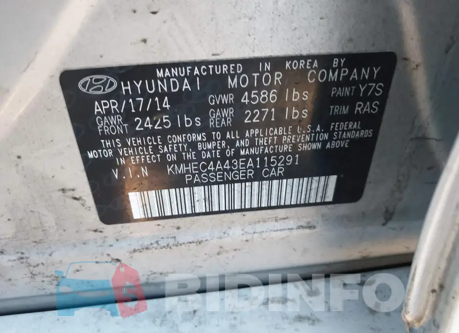 KMHEC4A43EA115291 Photo# 9