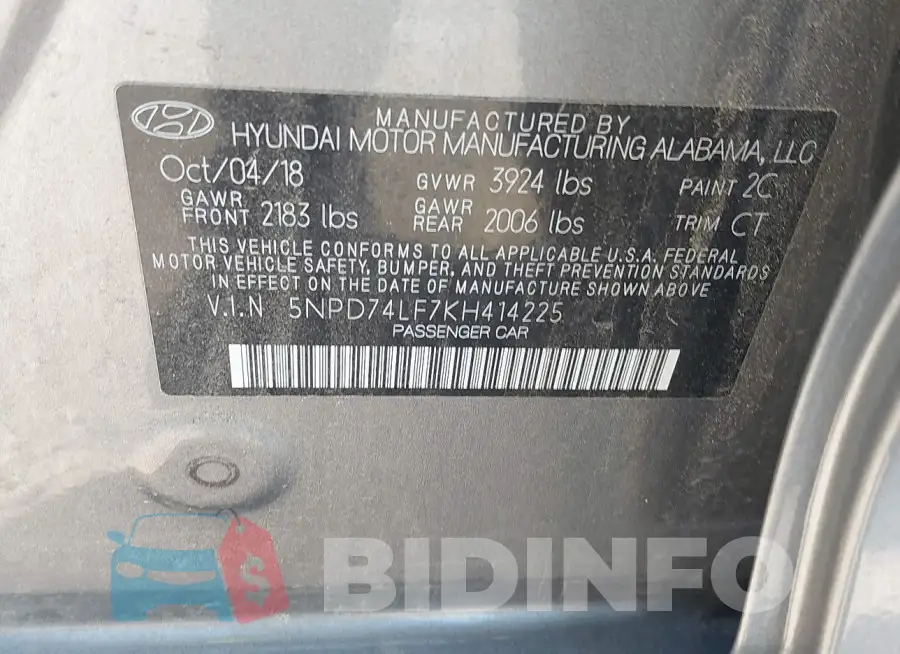 5NPD74LF7KH414225 Photo# 9