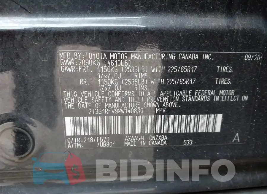 2T3G1RFV9MW140830 Photo# 9