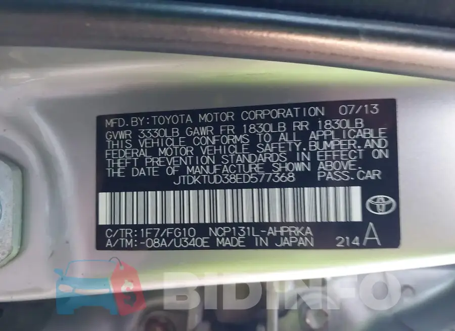JTDKTUD38ED577368 Photo# 9