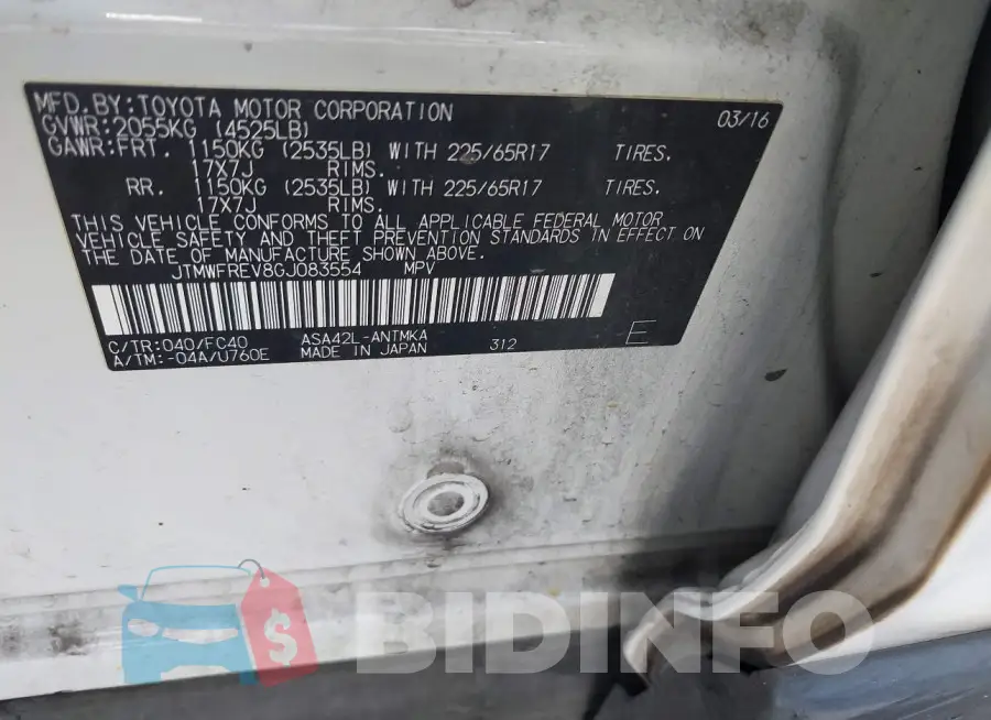 JTMWFREV8GJ083554 Photo# 9