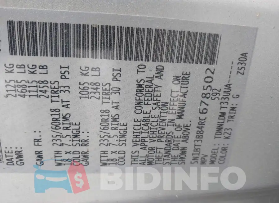 5N1BT3BB4RC678502 Photo# 9