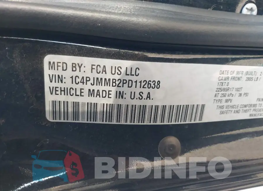 1C4PJMMB2PD112638 Photo# 9