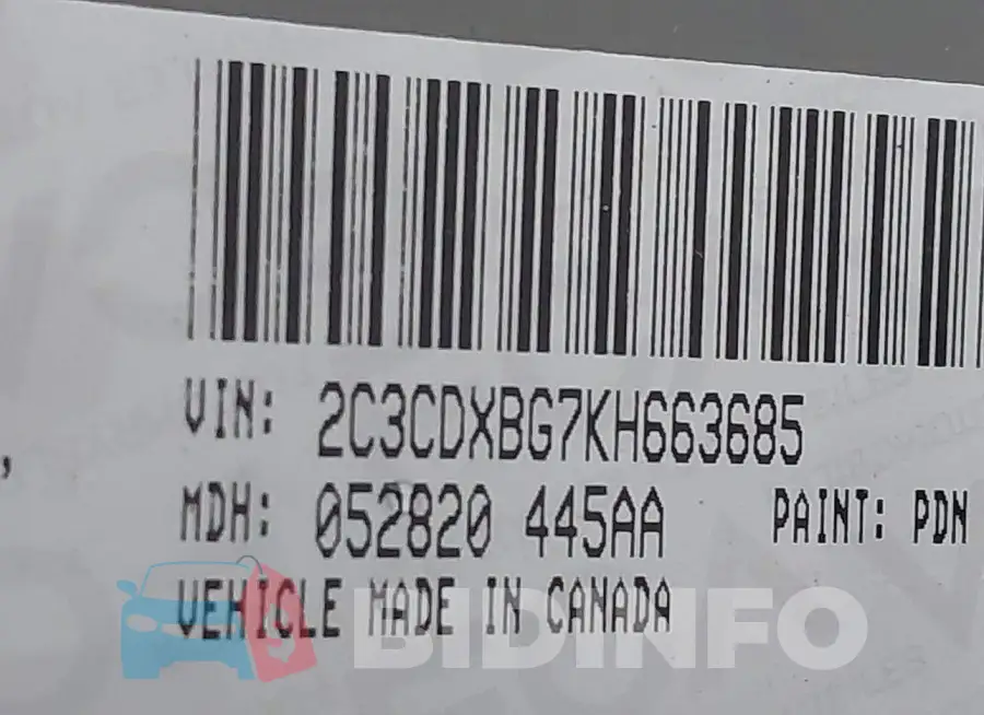 2C3CDXBG7KH663685 Photo# 9