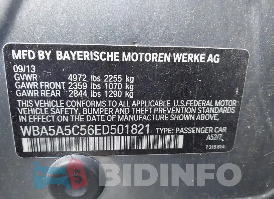 WBA5A5C56ED501821 Photo# 9