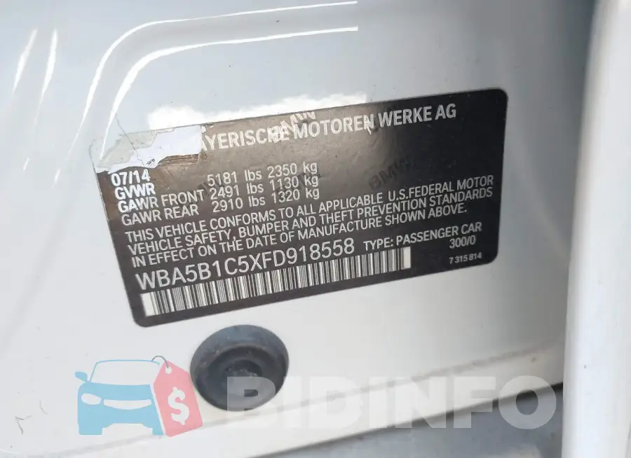 WBA5B1C5XFD918558 Photo# 9