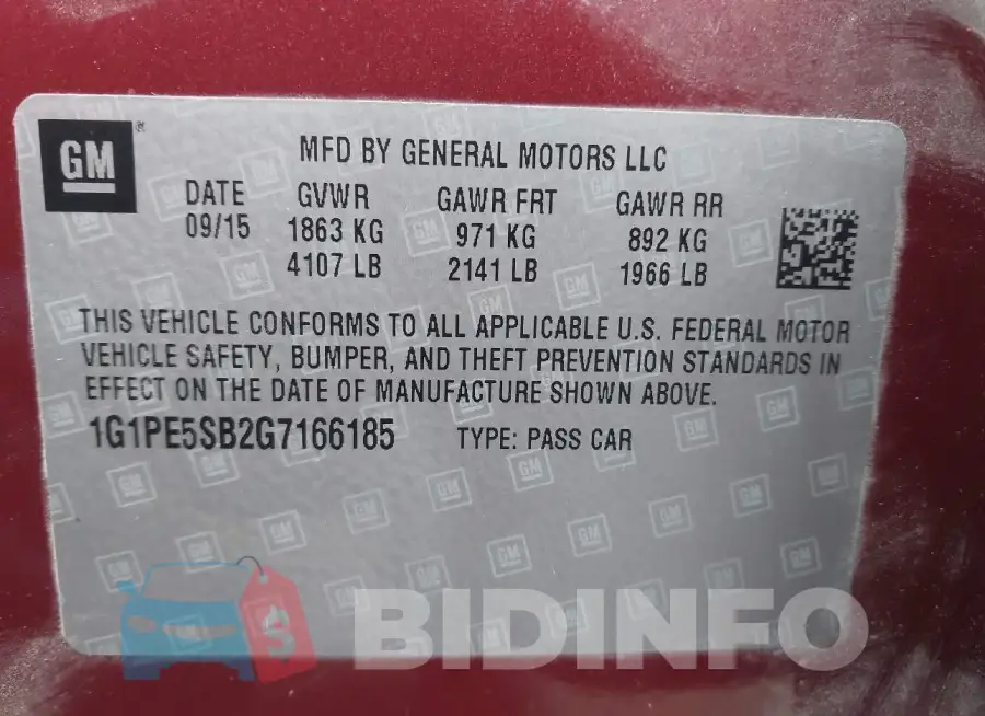 1G1PE5SB2G7166185 Photo# 9