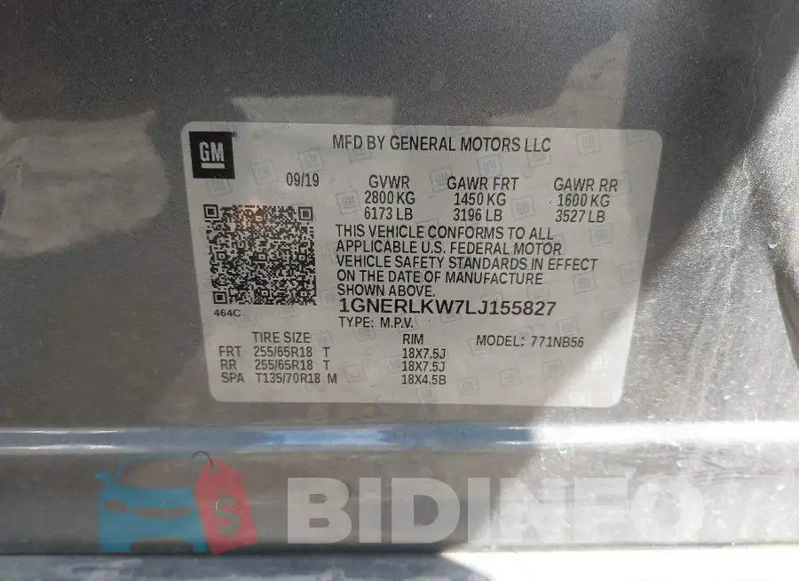 1GNERLKW7LJ155827 Photo# 9
