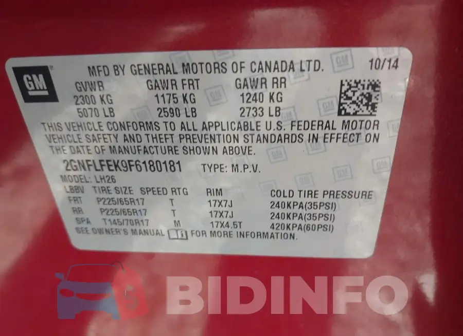 2GNFLFEK9F6180181 Photo# 9