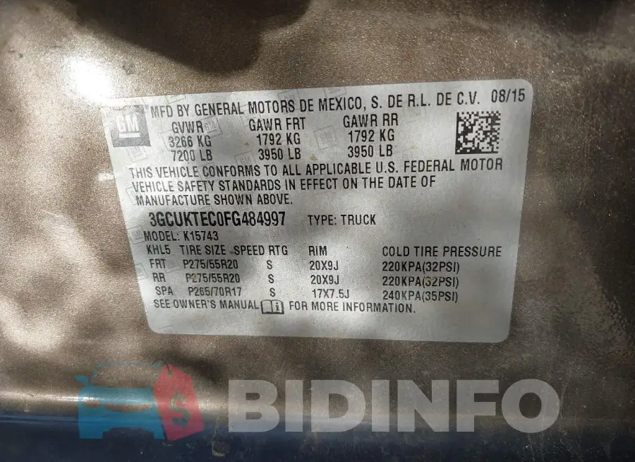 3GCUKTEC0FG484997 Photo# 9