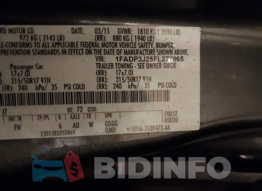 1FADP3J25FL277965 Photo# 9