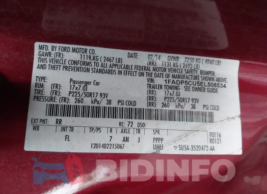 1FADP5CU5EL508534 Photo# 9