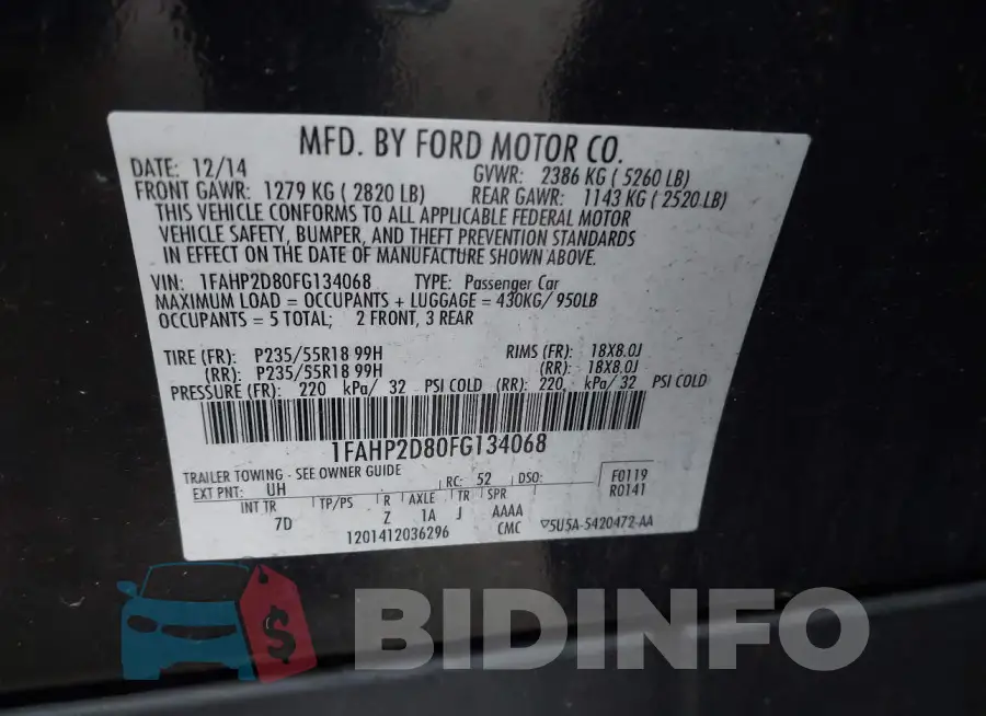 1FAHP2D80FG134068 Photo# 9