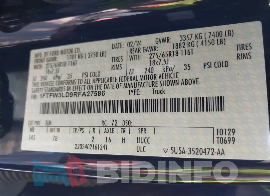 1FTFW3LD9RFA27586 Photo# 9
