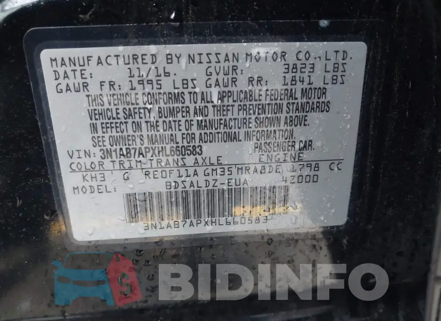 3N1AB7APXHL660583 Photo# 9