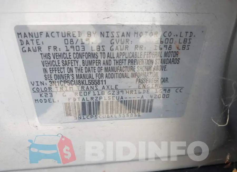 3N1CP5CU8KL555811 Photo# 9