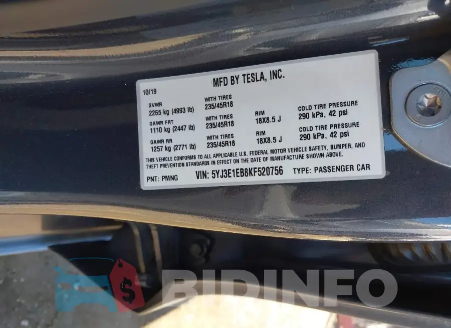 5YJ3E1EB8KF520756 Photo# 8