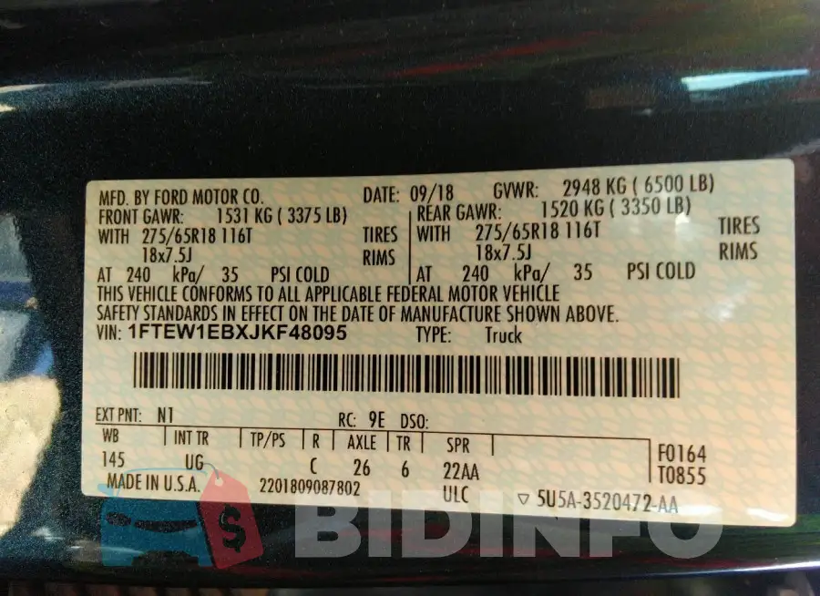 1FTEW1EBXJKF48095 Photo# 9